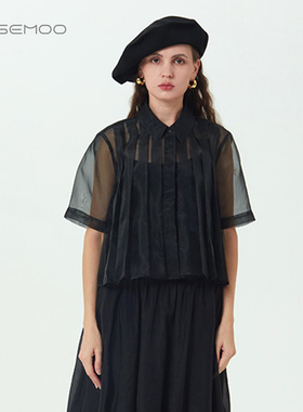 容子木ROSEMOO【商场同款】轻薄清透叠褶衬衫RCL2CS007T