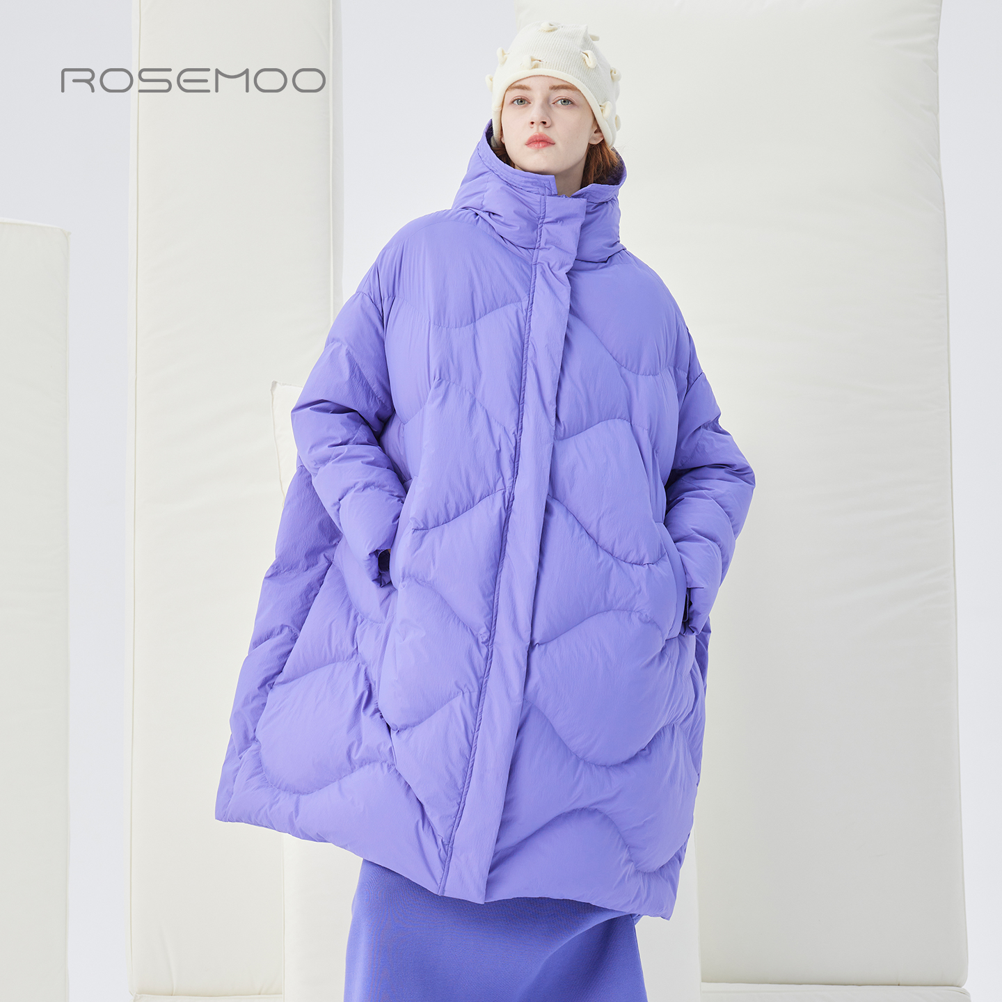 容子木ROSEMOO25冬【商场同款】微皱肌理长款羽绒服RSS4YP310C