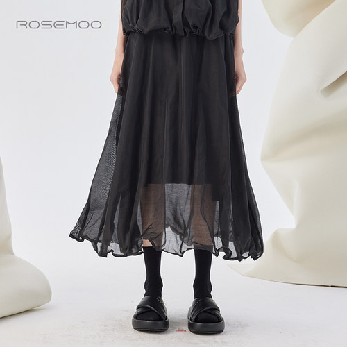 容子木ROSEMOO25秋商场同款垂顺可塑下摆松紧腰半裙RSS3QP119A