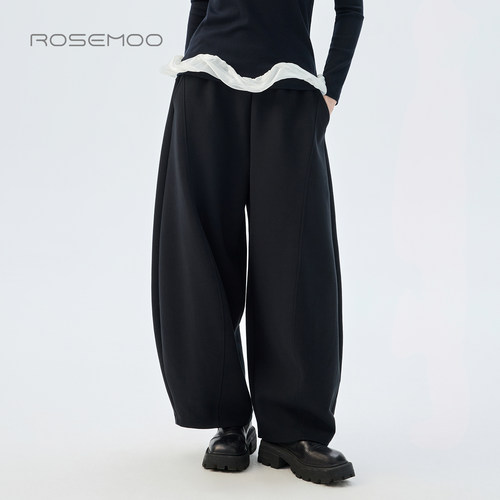 容子木ROSEMOO26秋商场同款微弹舒适显瘦松紧腰阔腿裤RWM3KC407D
