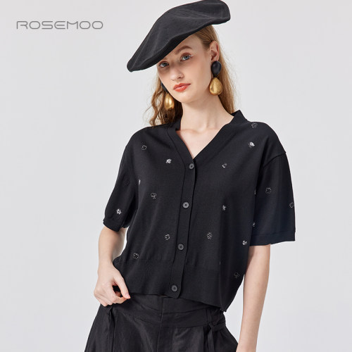 容子木ROSEMOO25夏【商场同款】手工钉亮片刺绣开衫RSS2NP342C