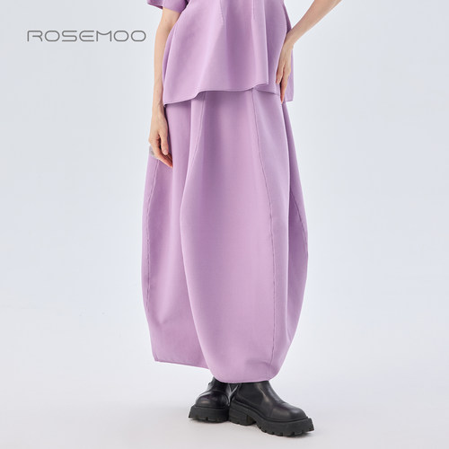 容子木ROSEMOO26春商场同款干爽挺阔夸张松紧腰半裙 RWM1QP454D