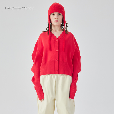 容子木ROSEMOO24年冬季新款柔软亲肤针法变化开衫RCL4NP325C