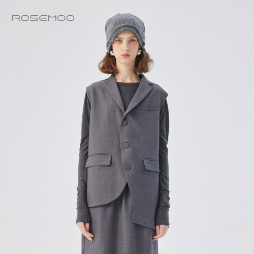 容子木ROSEMOO25秋商场同款含绵羊毛后背不规则马甲RSS3AW211B