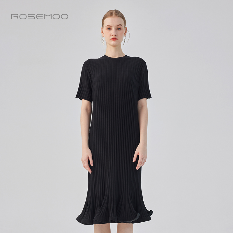 容子木ROSEMOO25年春季新款亲肤舒适毛织百褶连衣裙RSS1LP452D