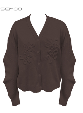 容子木ROSEMOO25冬【商场同款】亲肤柔软小花毛织开衫RSS4NP342C