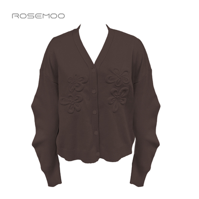容子木ROSEMOO25冬【商场同款】亲肤柔软小花毛织开衫RSS4NP342C