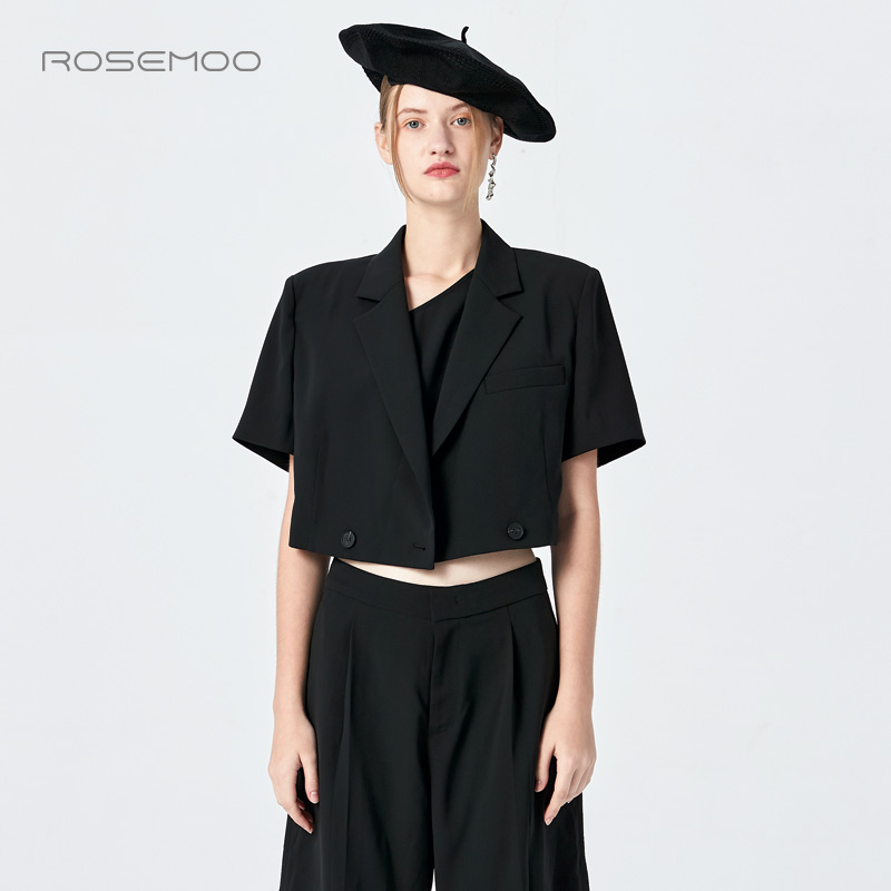 容子木轻薄挺阔短袖西服短款外套