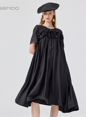 容子木ROSEMOO25夏【商场同款】桑蚕丝短袖套头连衣裙RSS2LS329C