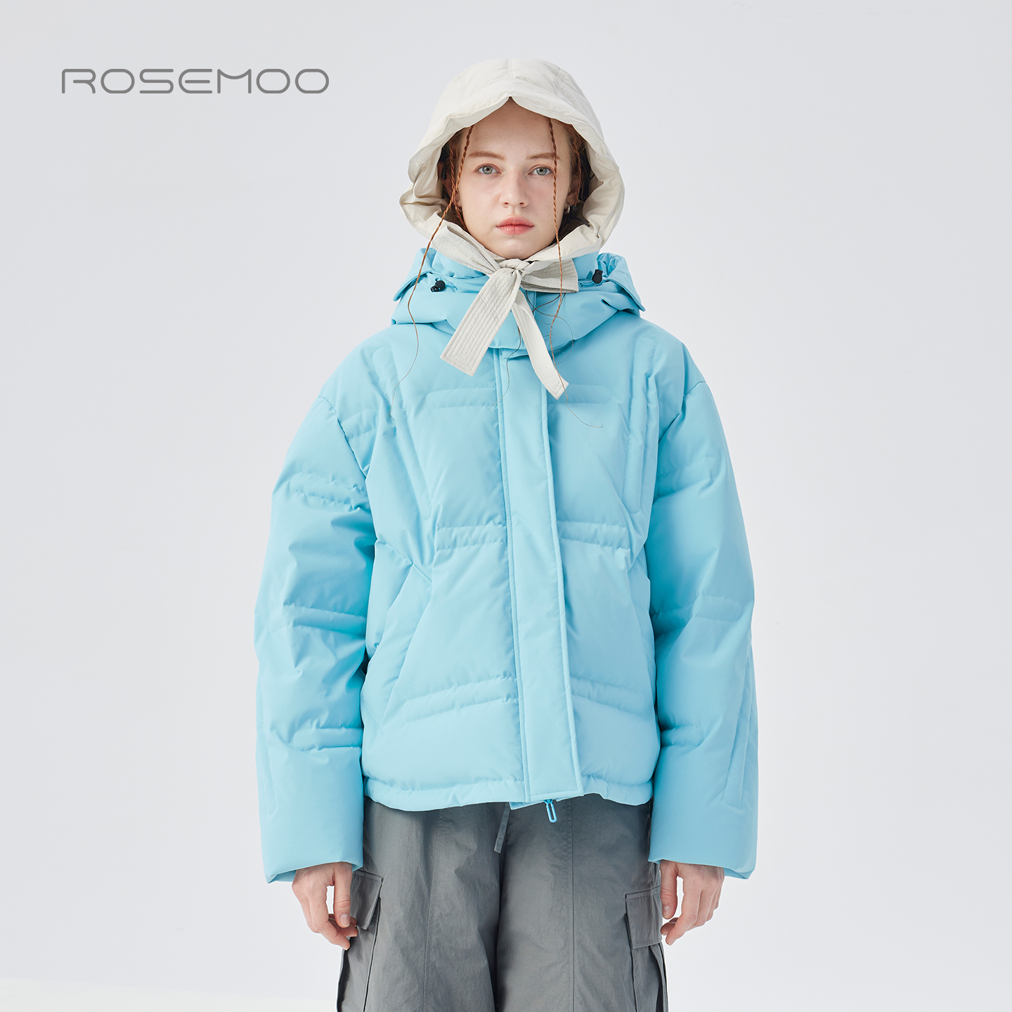 容子木ROSEMOO25冬商场同款防风防雪弧形下摆羽绒服RSS4YP416D