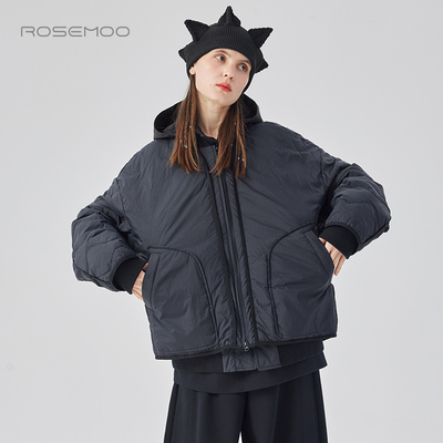 容子木ROSEMOO24年冬季新款微皱雾面压线羽绒服RCL4YP404D