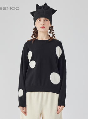 容子木ROSEMOO24年冬季新款柔软亲肤圆形图案套头衫RCL4TP138A