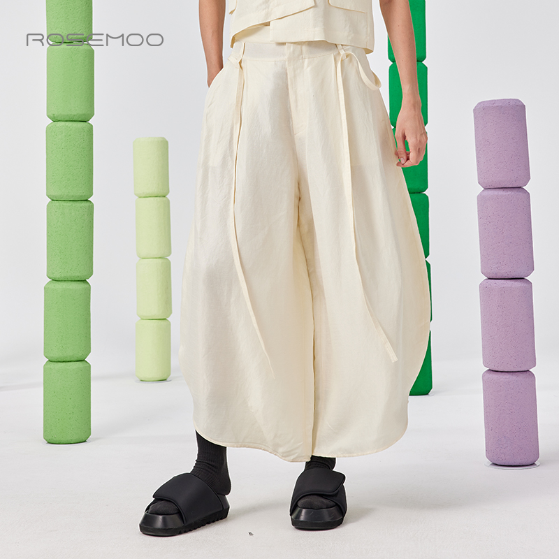 容子木ROSEMOO25夏【商场同款】含亚麻系绳宽松长裤RSS2KS310C