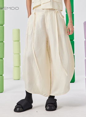 容子木ROSEMOO25夏【商场同款】含亚麻系绳宽松长裤RSS2KS310C