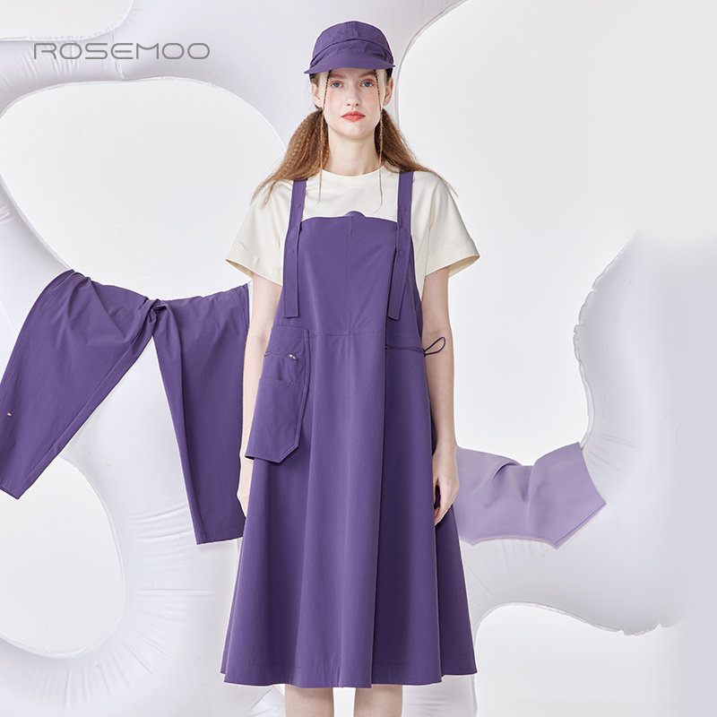 容子木ROSEMOO24年春新款哑光轻薄微弹背带裙RCL1LP221B