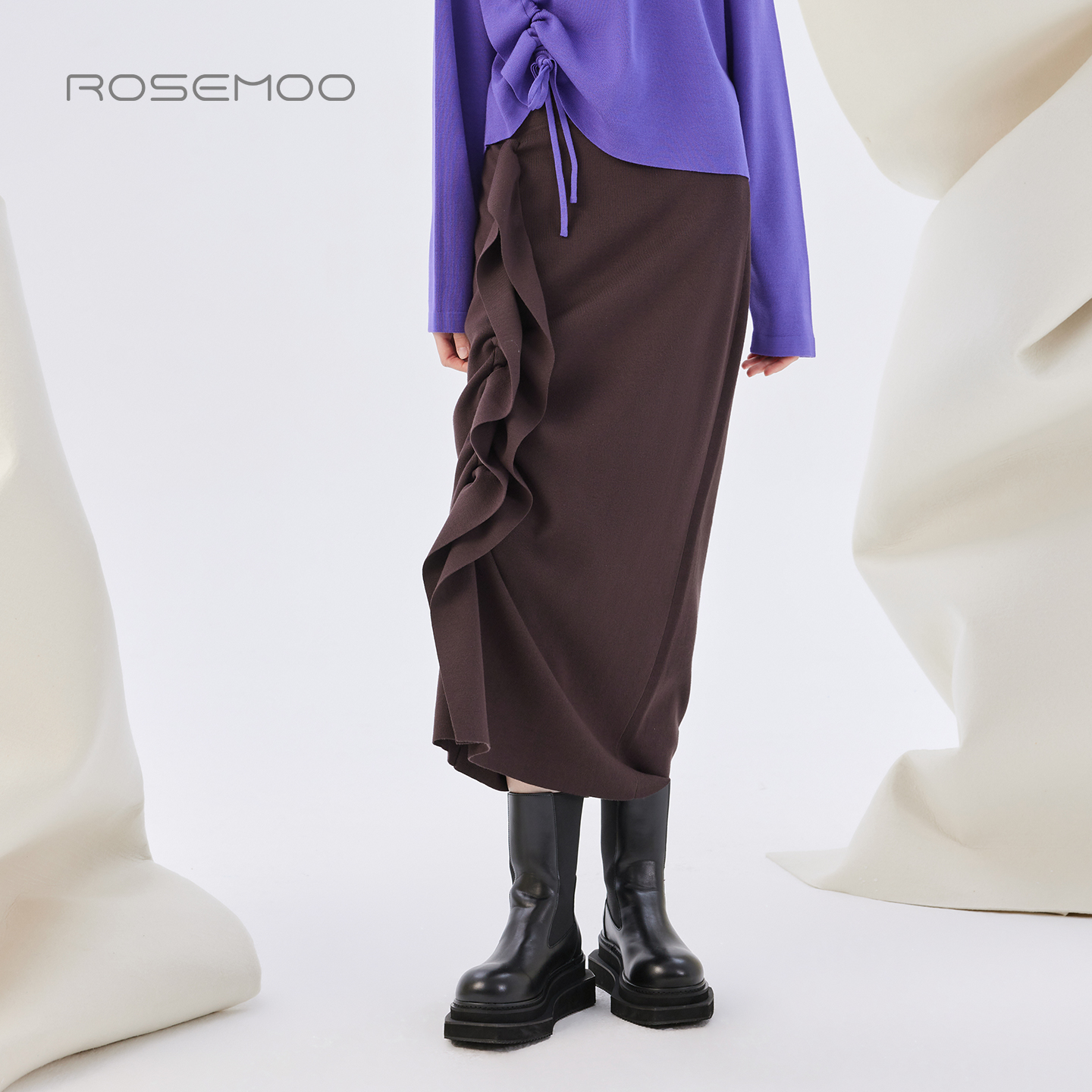 容子木ROSEMOO25秋【商场同款】干爽亲肤抽绳设计半裙RSS3QP339C