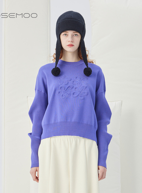 容子木ROSEMOO25冬商场同款亲肤柔软小花毛织套头上衣RSS4TP328C
