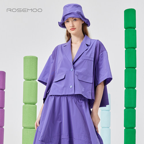 容子木ROSEMOO25夏【商场同款】清爽轻薄拼接款外套RSS2WP105A
