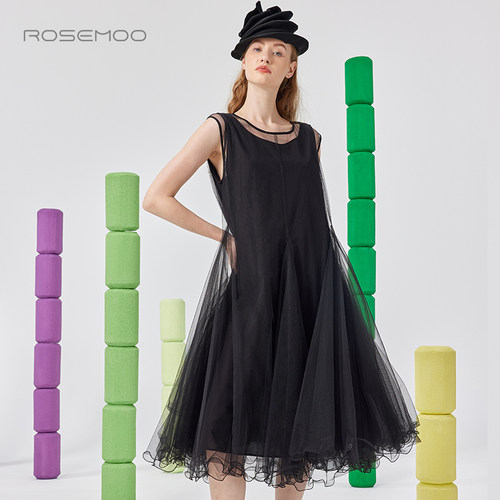 容子木ROSEMOO25夏【商场同款】轻柔飘逸纱质A摆连衣裙RSS2LP131A