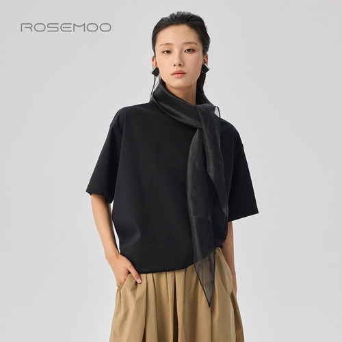 ROSEMOO/容子木26夏【商场同款】棉感微弹系结短袖上衣RWM2TC291B