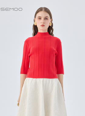 容子木ROSEMOO26春商场同款亲肤舒适小高领短袖打底衫RWM1TP136A