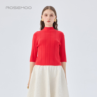 容子木ROSEMOO26春商场同款亲肤舒适小高领短袖打底衫RWM1TP136A