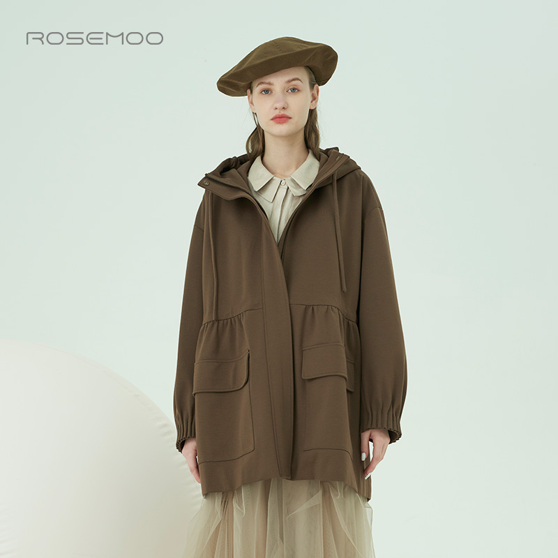 商场同款大口袋设计中长款大衣