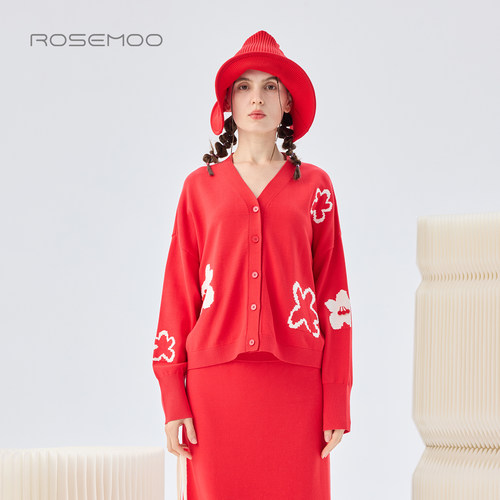 容子木ROSEMOO26春【商场同款】亲肤干爽花朵设计开衫RWM1NP132A