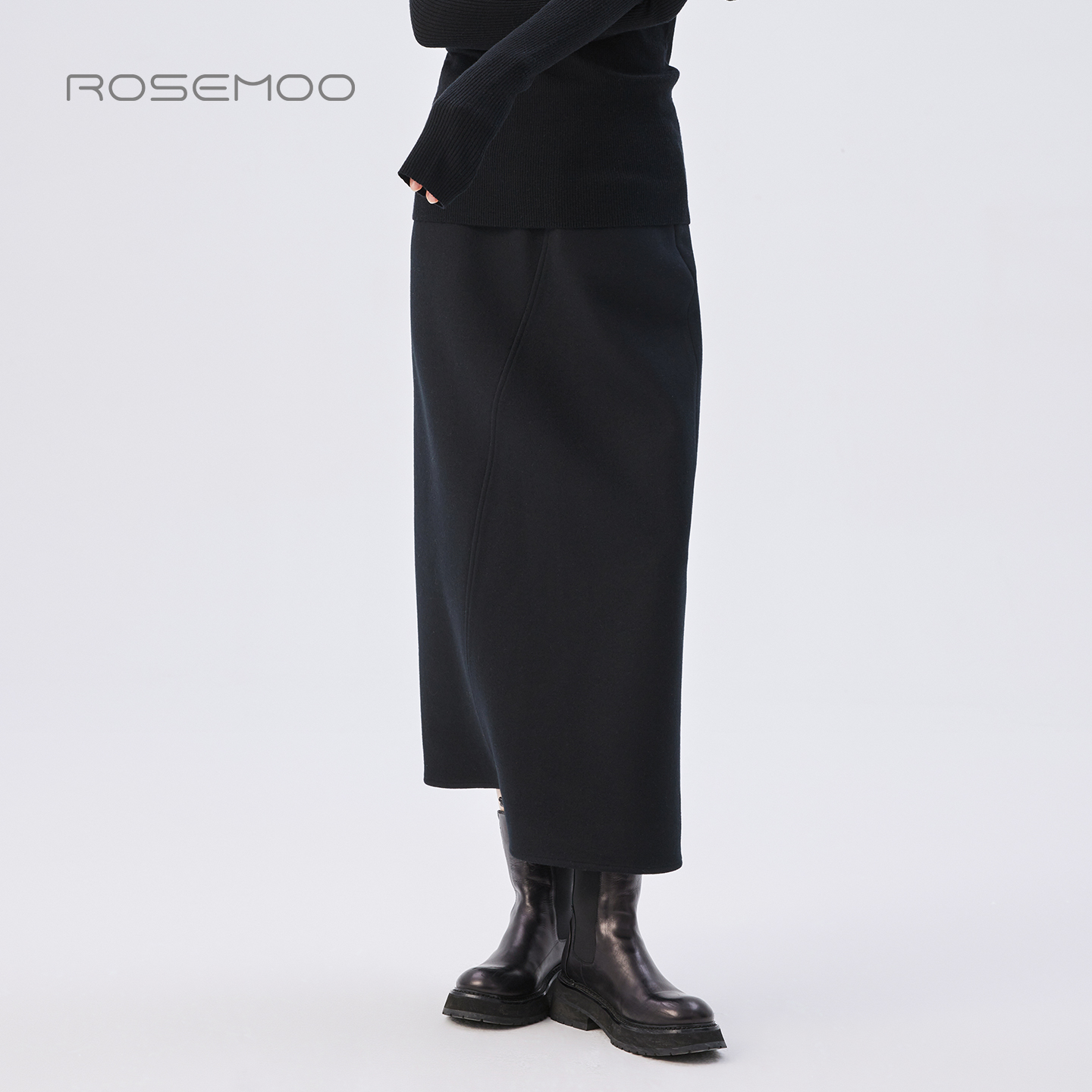 容子木ROSEMOO25秋【商场同款】含绵羊毛前开衩半裙RSS3QW416D