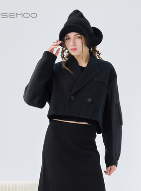 ROSEMOO/容子木26春【商场同款】含绵羊毛拼接短款西装RWM1XW121A
