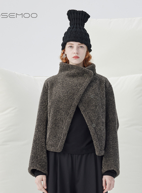 容子木ROSEMOO25冬【商场同款】柔软毛斜门襟短款外套RSS4WP127A