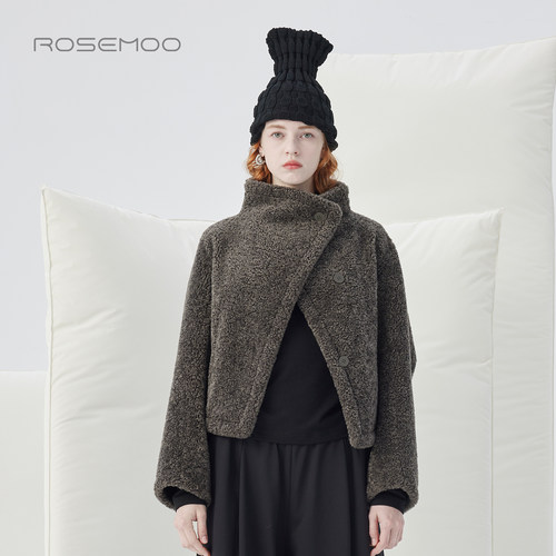 容子木ROSEMOO25冬【商场同款】柔软毛斜门襟短款外套RSS4WP127A
