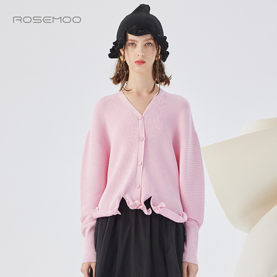 容子木ROSEMOO25秋【商场同款】干爽波浪边系扣开衫RSS3NP140A