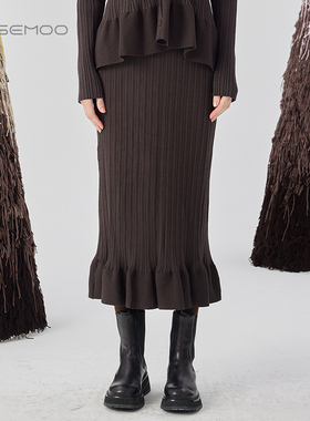 容子木ROSEMOO24年冬季新款亲肤肌理感毛织半裙RCL4QP152A