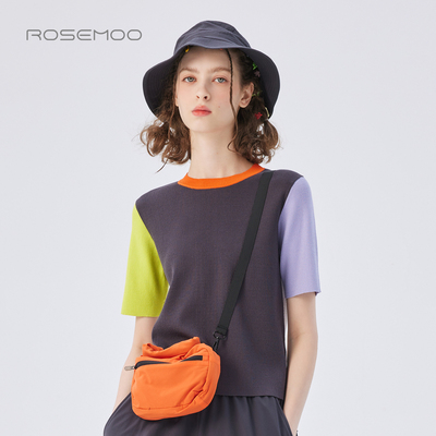 容子木ROSEMOO25秋【商场同款】亲肤干爽撞色毛织上衣RSS3TP294B