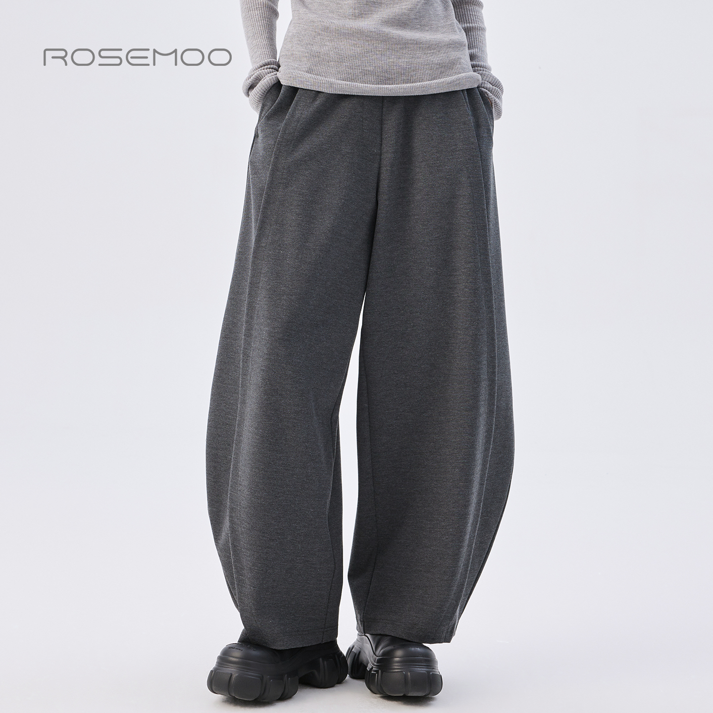 容子木ROSEMOO25秋【商场同款】微弹略弧形廓形长裤 RSS3KC450D