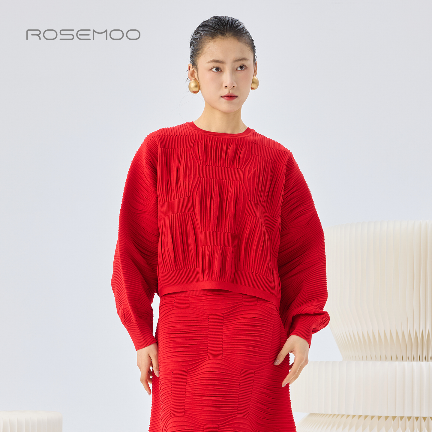 容子木ROSEMOO26春商场同款干爽肌理感短款套头上衣RWM1TP129A