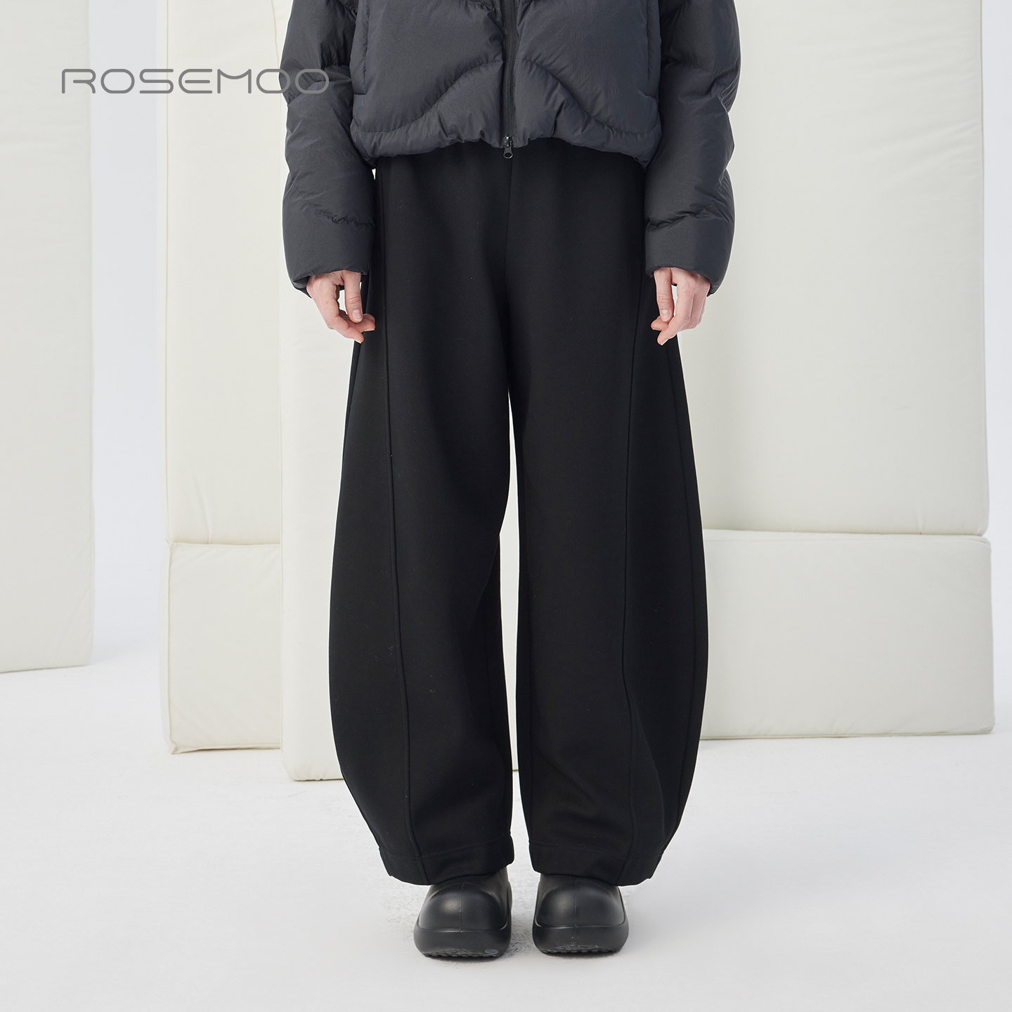 容子木ROSEMOO25冬商场同款舒适加绒弹力磨毛宽松长裤RSS4KP131A