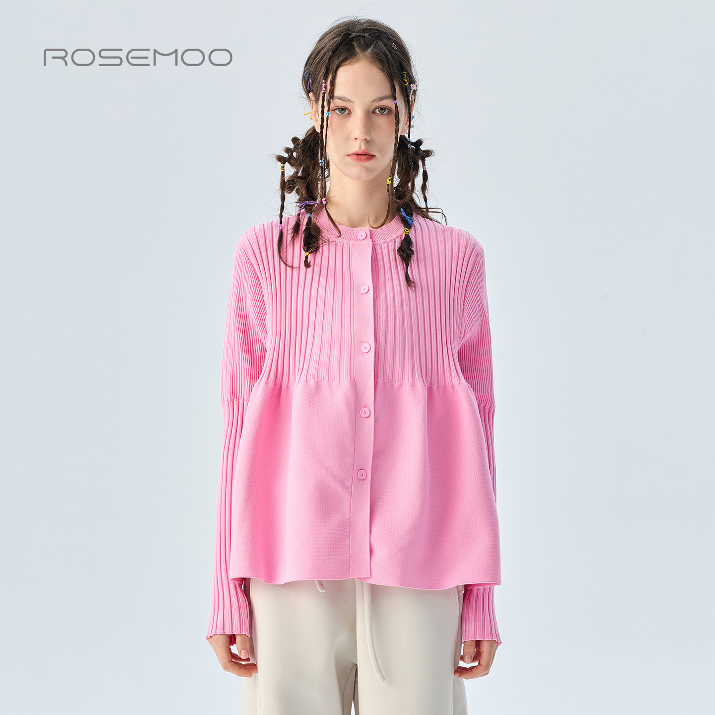 容子木ROSEMOO2026冬【商场同款】干爽挺阔圆领开衫RWM4NP624T