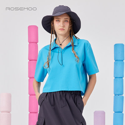 ROSEMOO/容子木25夏商场同款棉感轻薄POLO领短款上衣RSS2TC221B