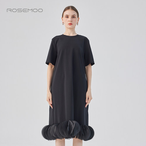 容子木ROSEMOO25春【商场同款】轻薄针织拼接连衣裙RSS1LC414D