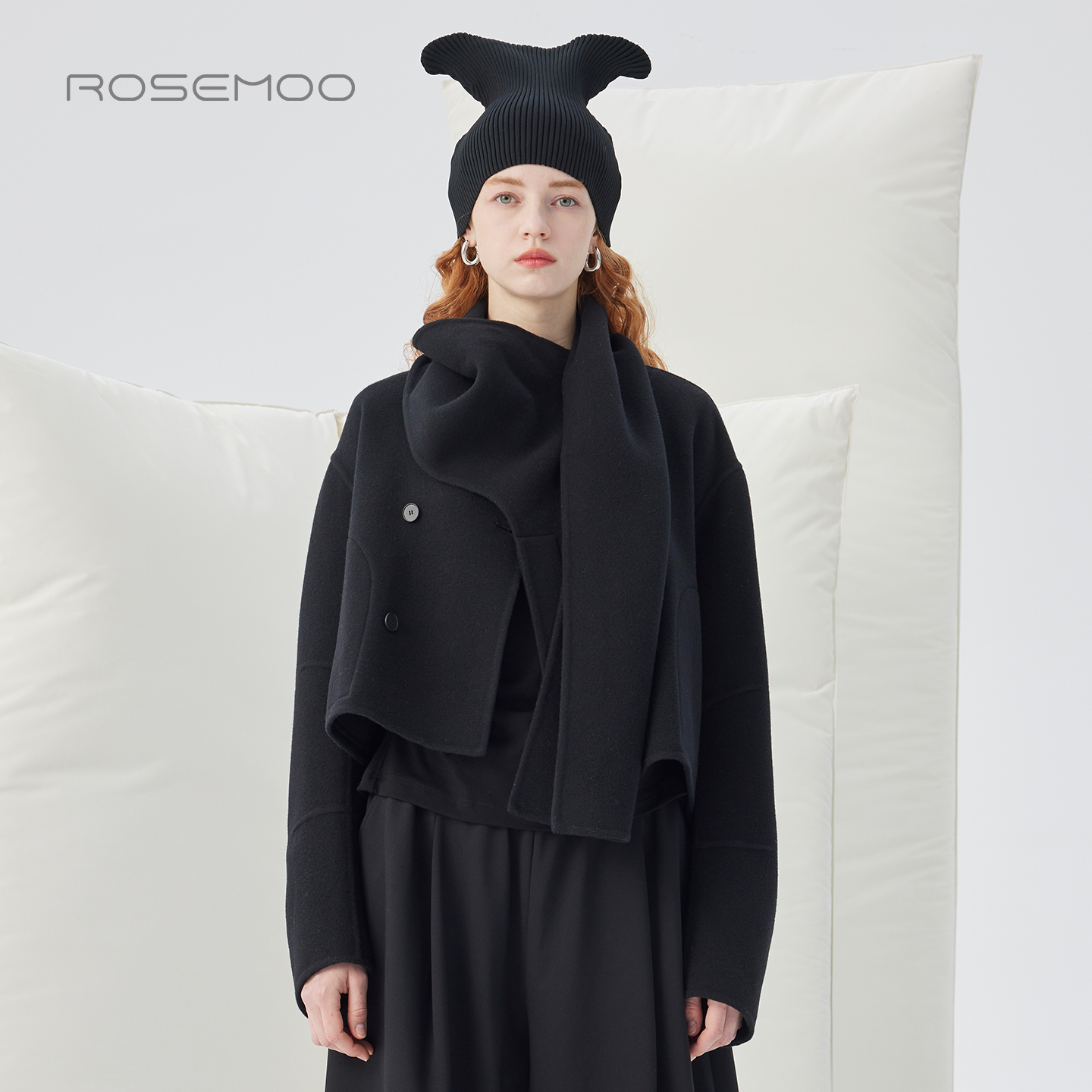 容子木ROSEMOO25冬商场同款绵羊毛双面呢围裹式大衣RSS4DW121A