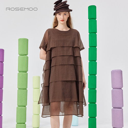 容子木ROSEMOO25夏商场同款轻透层叠大方得体连衣裙RSS2LC120A