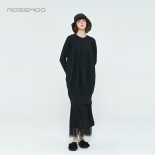 容子木ROSEMOO 微弹不规则中长款 圆领衫 RYH1LP112A 商场同款