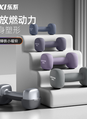 乐系实心铸铁小哑铃男士健身家用女士纯铁力量训练器材3kg5kg一对