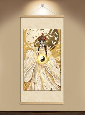 中式白鹤童子招财镇宅保平安供奉玄关客厅卧室卷轴装饰挂墙挂画