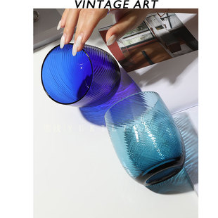 {柳宗悦斜纹诉说着灵动}日式中古1980s老玻璃酒杯啤酒杯子VINTAGE