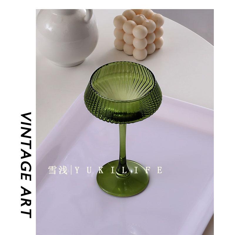Yuki雪浅中古杯绿光杯条纹酒杯