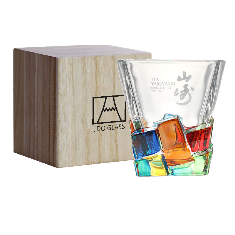 水晶融化了彩虹糖 山崎小清新文艺范酒杯手绘彩虹玻璃杯ins风杯子