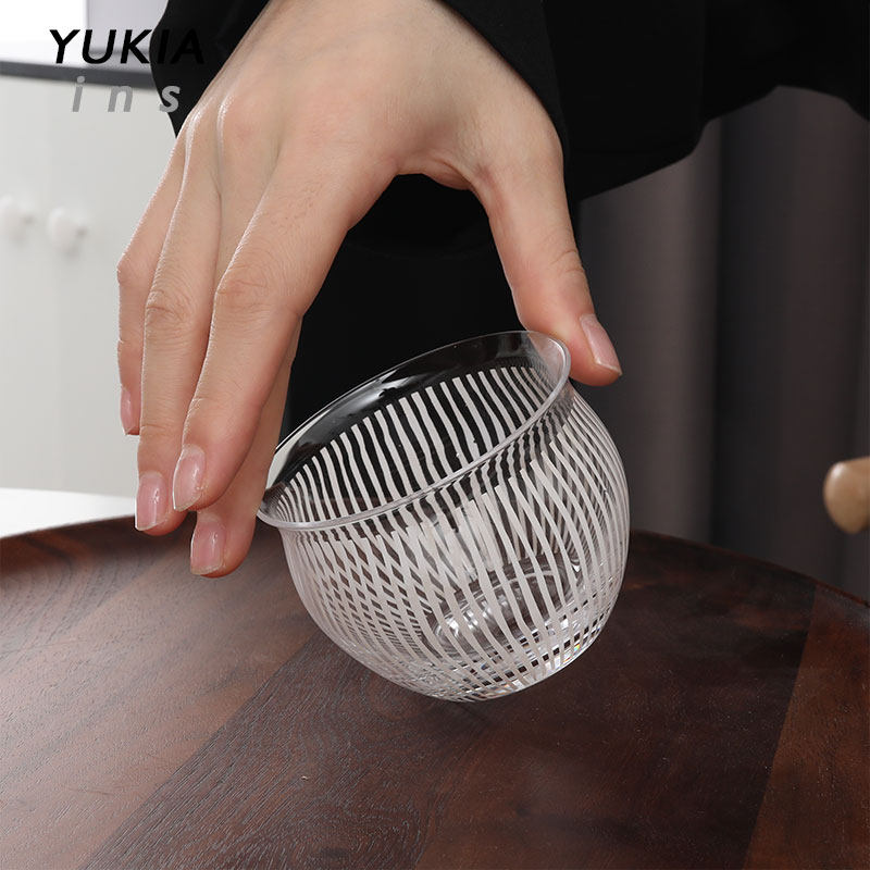 { 竹引花风心浪动 花含竹露面芬芳}中古杯日式侘寂杯子酒杯水晶杯